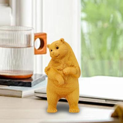 Деревянная фигурка медведя, резьба по дереву, скульптура, статуя животного, настольное украшение для каминного стола