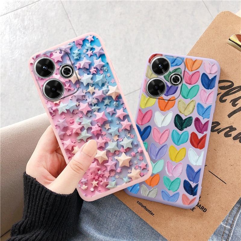 Милый чехол для телефона с цветком в виде сердца для iPhone Samsung S25 Ultra A55 S24 FE A16 Xiaomi Redmi Note14 13 Pro 14C Huawei Honor 200 Realme противоударный матовый чехол