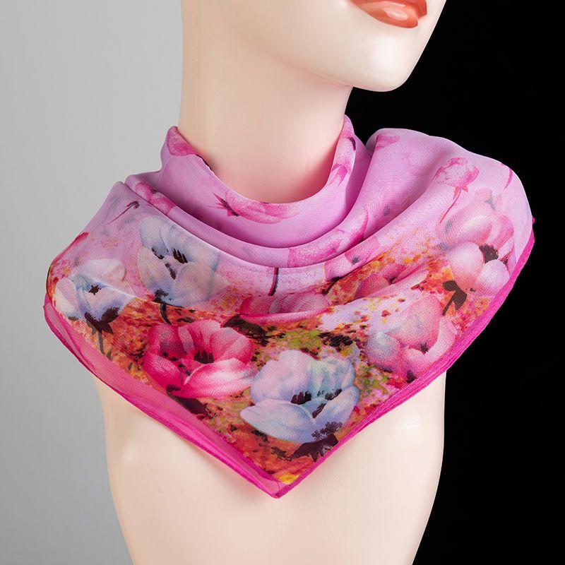 Spring and Summer Versatile Printed Small Square Scarf Soft Chiffon Thin Scarf Women's Neck Protection Decorative Scarf Square Scarf