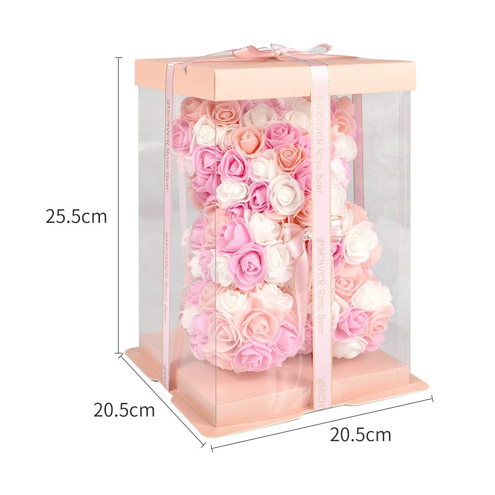 Enhong Rose Bear, a Never-fading Flower Plush Toy for Home Decor, Perfect As a Gift for Birthdays, Valentine's Day, Christmas, or New Year's (with