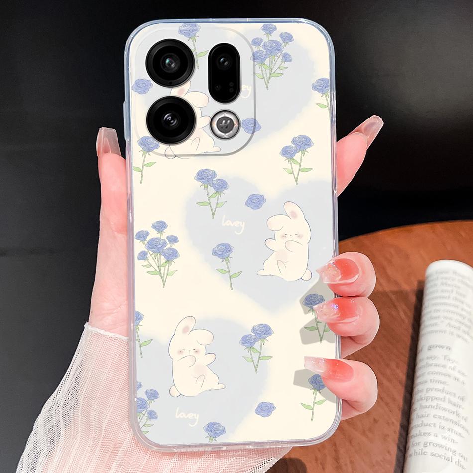 For Oppo Find X9 X8 X7 Pro Phone Cover Lovely Animal Cartoon Soft TPU Clear Silicone Case For Oppo Find X7 Ultra X 9 X 8 Bumper