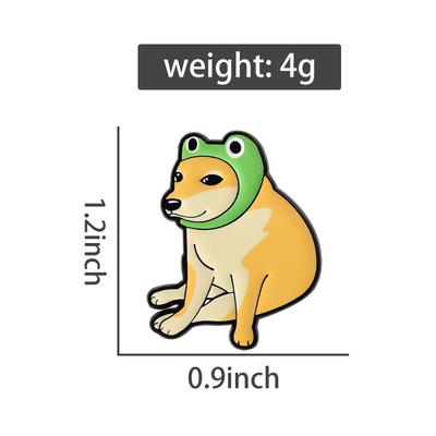 Эмалевые значки с мемом Doge, мультяшные, с УФ-печатью, брошь в виде собаки, значки на лацкан, милые, шиба-ину, лягушачья шляпа, животные, ювелирные изделия, подарок для друзей