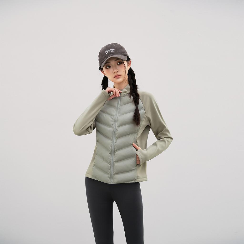 Women's new slim-fitting light sports jacket stand-up collar cotton-padded coat autumn and winter ribs running warm cotton-padded coat black