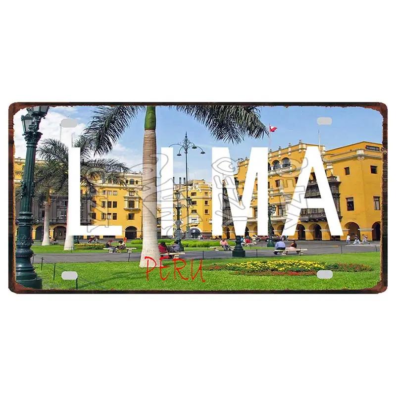 Lima Cusco Vintage Travel Metal Signs Licence Plate Poster Decorative For Club Wall Art Home Decor 30X15CM DC-1033A