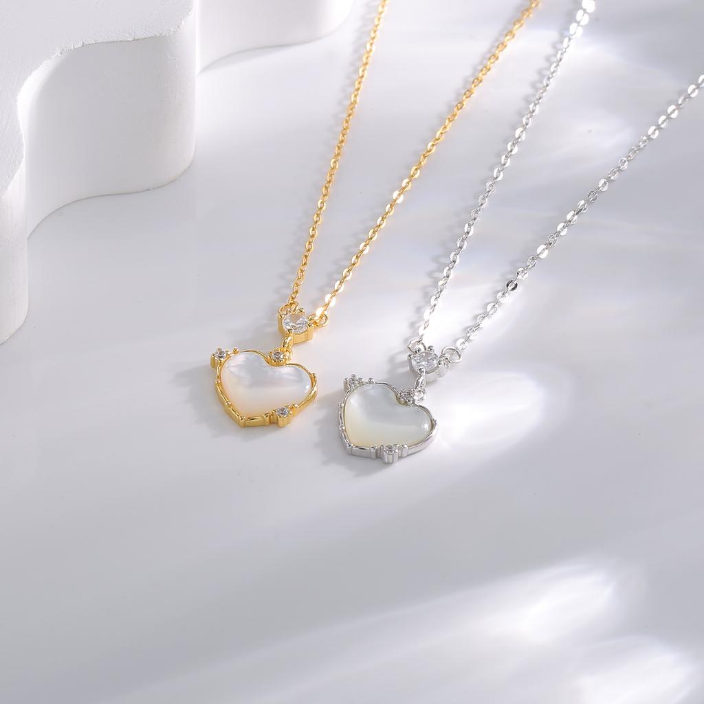Дизайн 925 серебряное ожерелье с любовью и белым рябчиком, темпераментная ключичная цепочка, белое персиковое сердце, нишевая бижутерия для женщин
