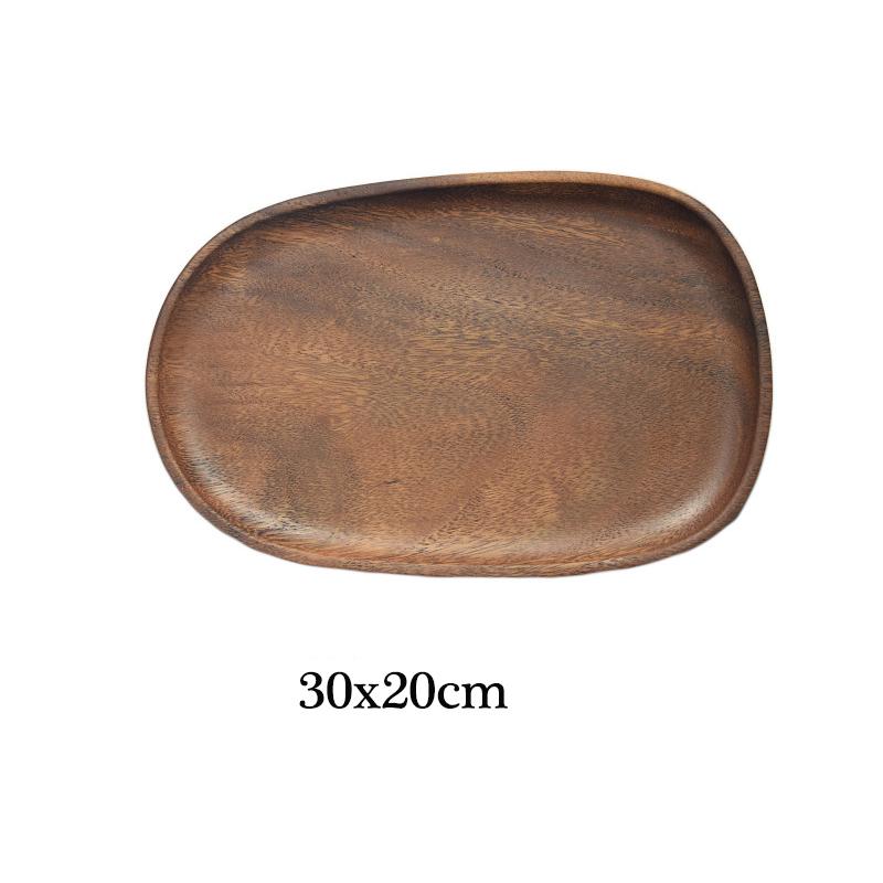 Цельная древесина орехового дерева, неправильная овальная посуда для фруктов, твердая древесина, десертная обеденная тарелка, блюдце, чайный поднос, набор посуды