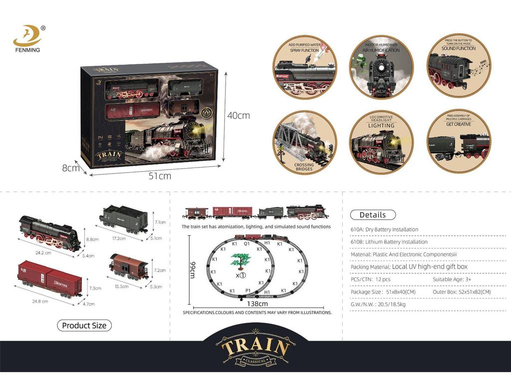 Набор ретро-паровоза - Электрическая игрушка для детей