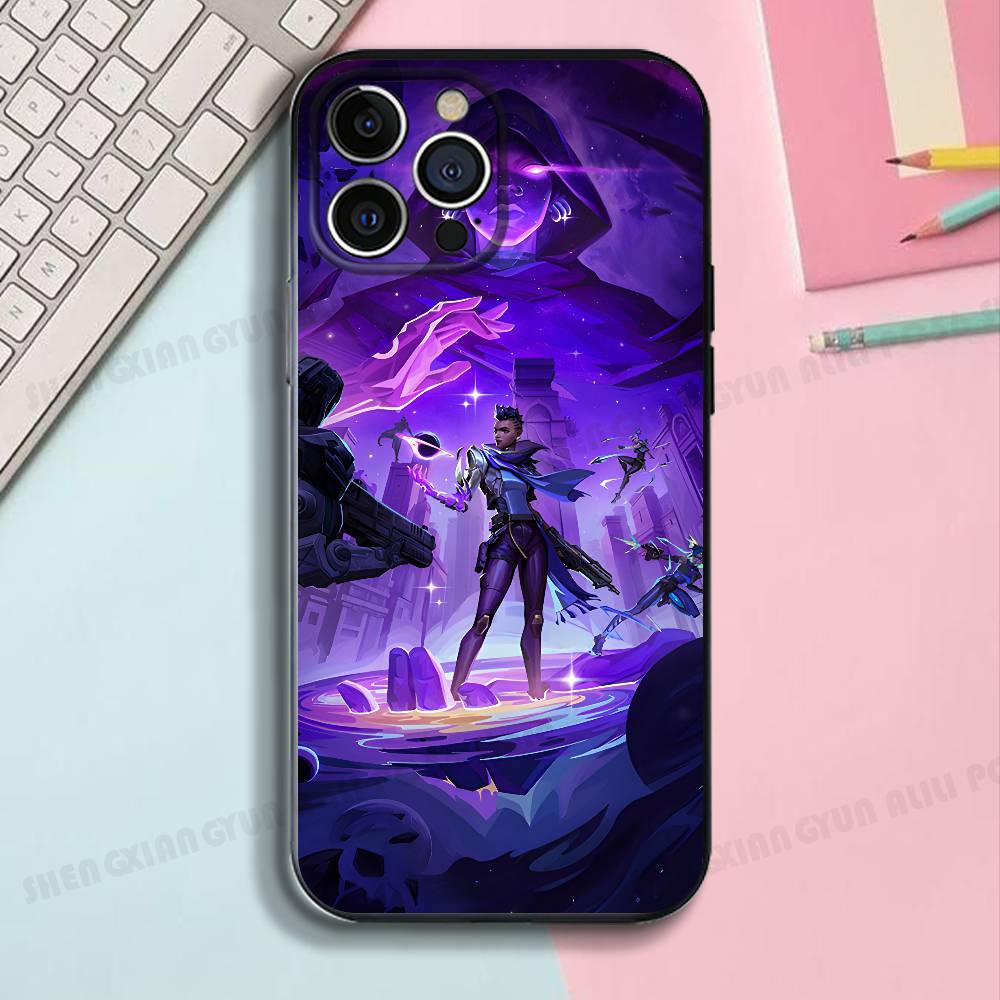 Game V-Valorant Black Phone Case For IPhone 17 16 15 14 13 12 13 12 11 Pro Max Plus XS XR Silicone Soft Back Cover