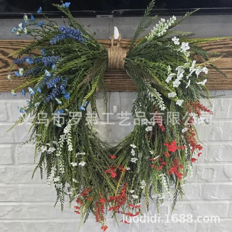 4th Of July Wreath Door Hanging Decoration With USA Flag Patriotic Party Home Outdoor Festive Display