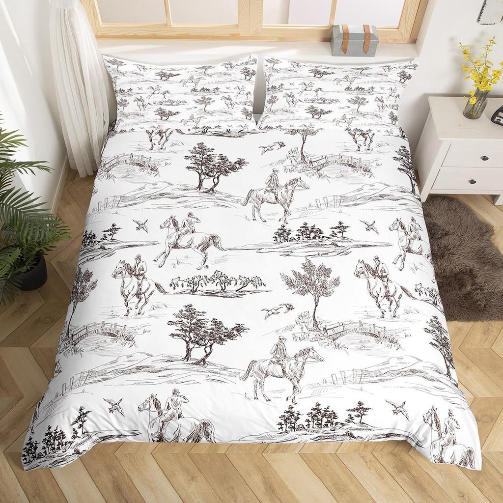 Пододеяльник Западный Ковбой Кинг-сайз Пустынный Кактус Корова Лошадь Животное Постельное Белье Набор Для Детей Мальчиков Девочек Взрослых Украшение Комнаты 3 шт.