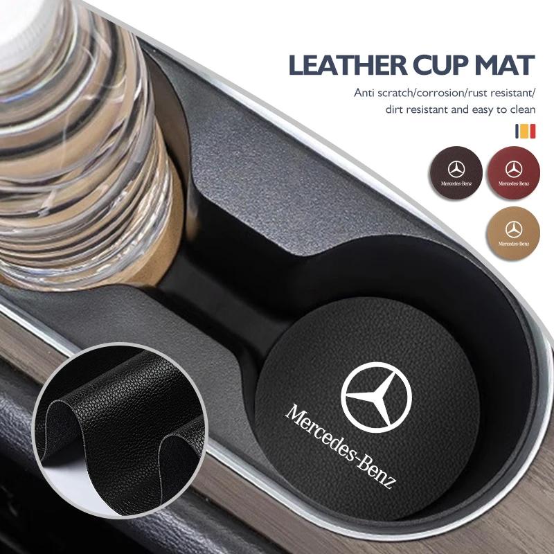 2025 Hot Universal Car Coaster Anti-Slip Mats Water Cup Drink Pads For Benz W202 W212 W126 W140 W168 W177 CLS GLE GLC GLS CLA