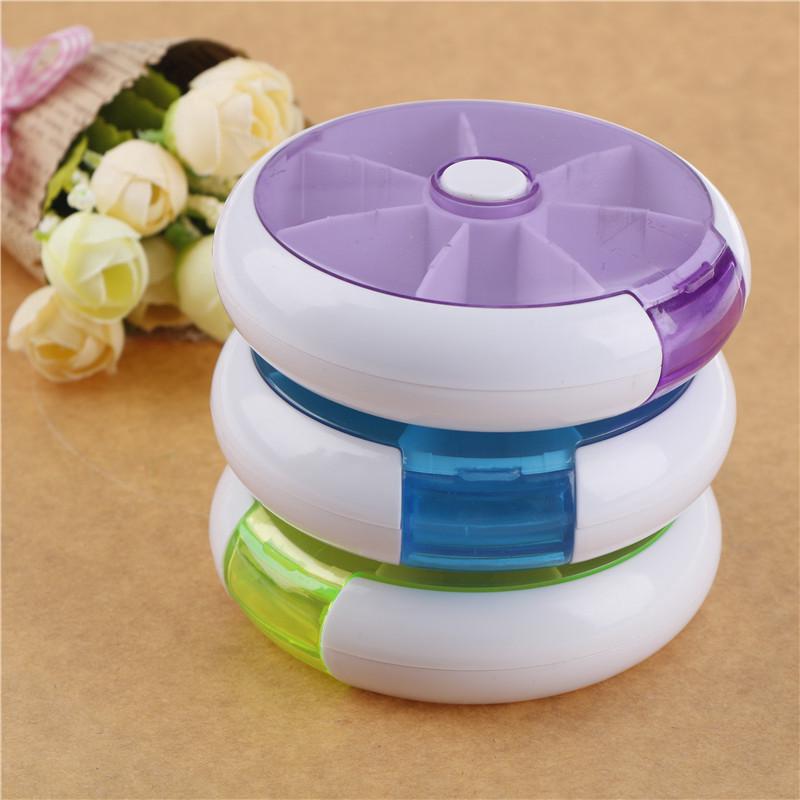 Weekly Rotating Pillbox Travel Pill Case Pill Organizer Medicine Box Drugs Pill Container