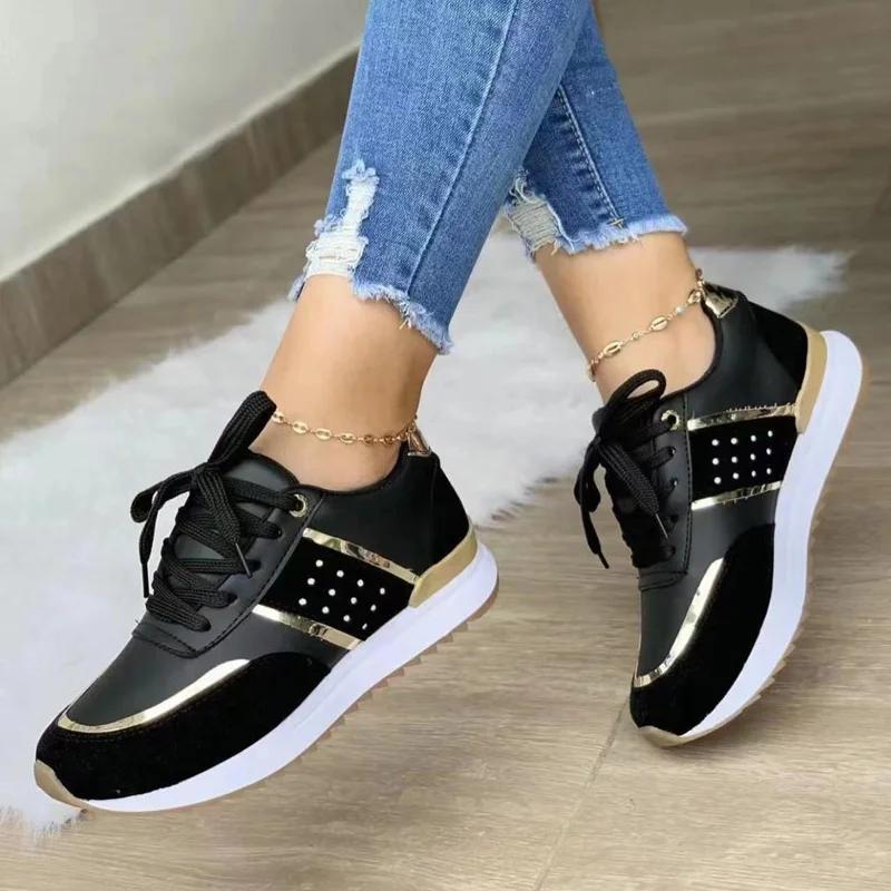 Sneakers Women Platform Shoes Leather Patchwork Woman Casual Shoes Sport Shoes Ladies Outdoor Running Vulcanized