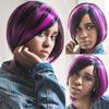 Synthetic Hair Purple Mixed Black Wigs for Women Short Bob Wig with Long Bangs Trendy Drag Wigs Straight Style Cosplay Wig Bobs