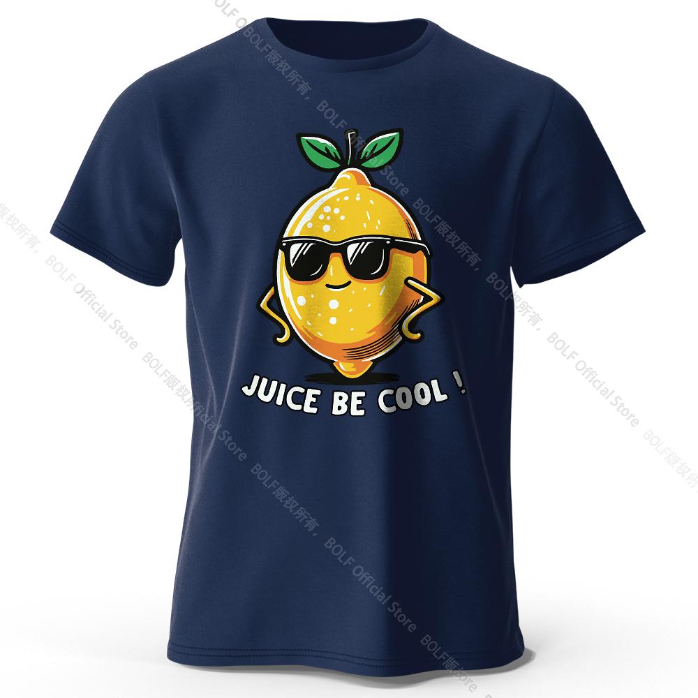 Men's Juice Be Cool Printed T-Shirt 100% Cotton Oversized Fruit Pun Graphic Tees for Women Summer Tops Chill Streetwear