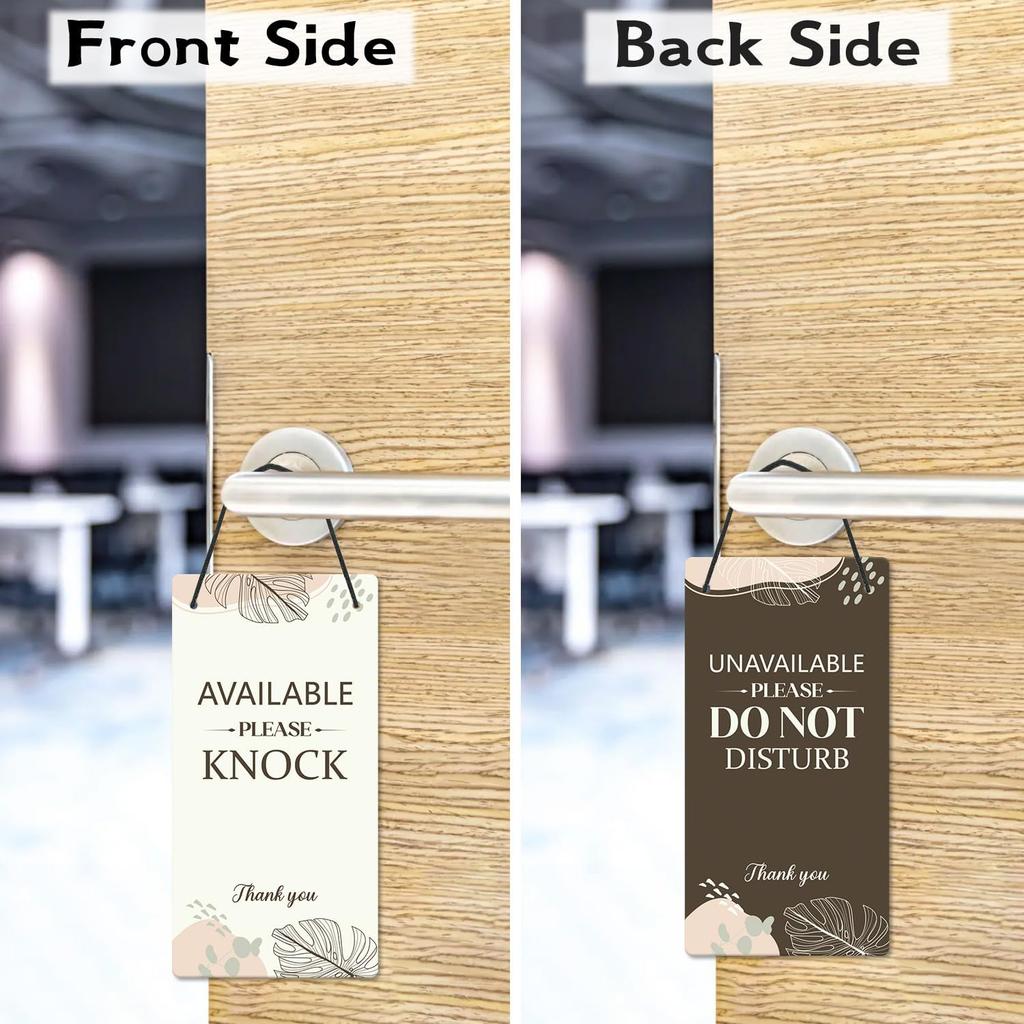 Do Not Disturb Door Hanger Sign - Brown Available Please Knock Door Signs Double Sided Reversible Hanger Plaque for Business Office Session Treatment