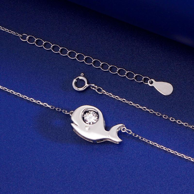 S925 Sterling Silver Whale Necklace, Women's Fashion, Simple, Lively Clavicle Chain, Versatile INS Style.