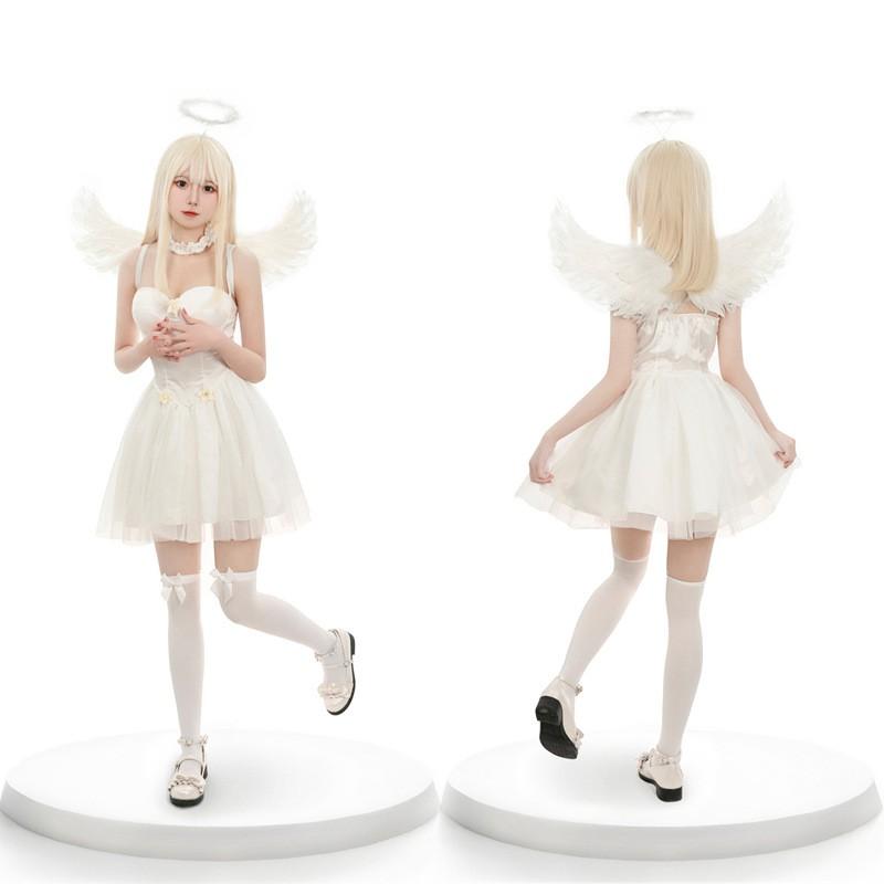 Adult Halloween Cosplay Black White Angel Vampire Devil Costume Womens Party Performance Outfit
