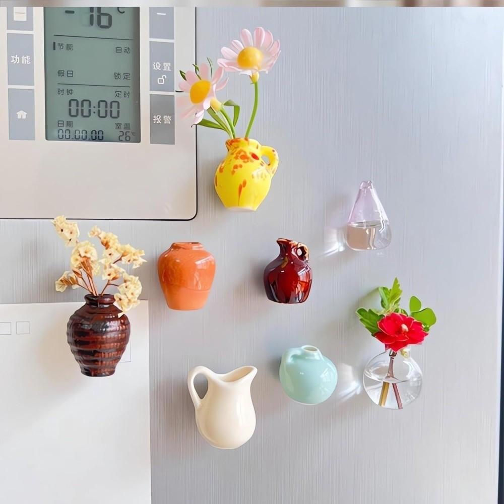 Unique Vase Refrigerator Magnet Decorative Flower Arrangement Vase 3D Vase Magnet Office Decor