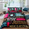 Пододеяльник с рок-музыкой King Jazz Music Комплект постельного белья для подростков Хип-хоп Граффити Одеяло Чехол Ноты Полиэстеровый пододеяльник
