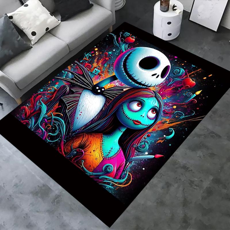 Office Rug Jack Skellington, Sally theme 3D Printed Anti-Slip Rug-Machine Washable for Living Room