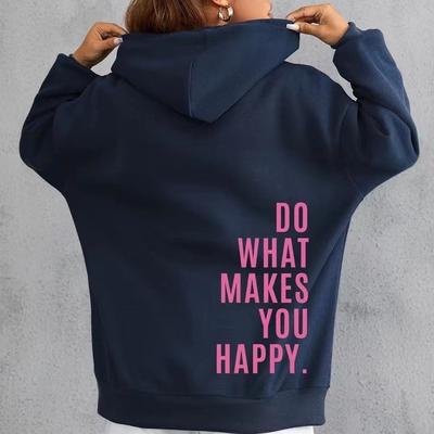 Женский флисовый свитер с пуховыми рукавами Do What Makes You Happy с капюшоном и принтом алфавита