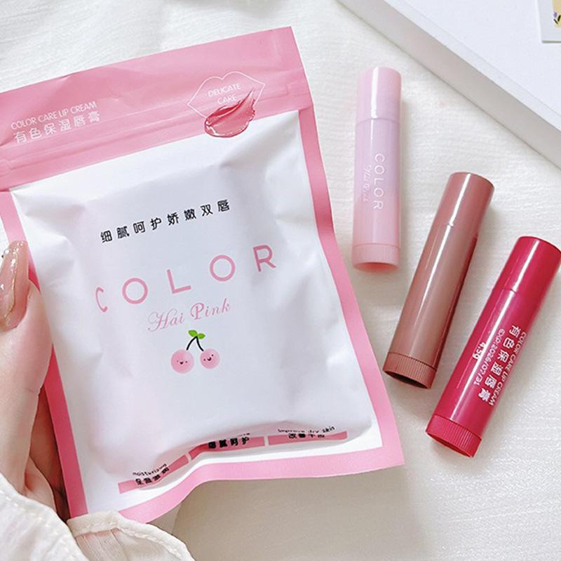 HAIPINK Набор из 3 предметов Оттеночный увлажняющий бальзам для губ - Увлажняющий, Сглаживает морщинки на губах, Предотвращает обветривание