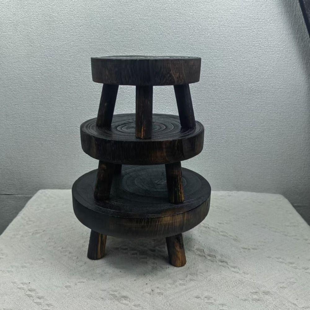 Indoor Outdoor Display Succulent Flower Pot Base Wooden Stool Plant Stand Shelf Flower Pot Holder