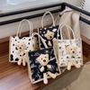 Simple Fashion Cute Bear Handbag Cartoon Canvas Bag Portable Fabric
