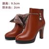 Comfortable Fashion Soft Leather Winter Shoes Platform Boots  Elegant Black Block High Heel Plush Non-slip Ankle Boots