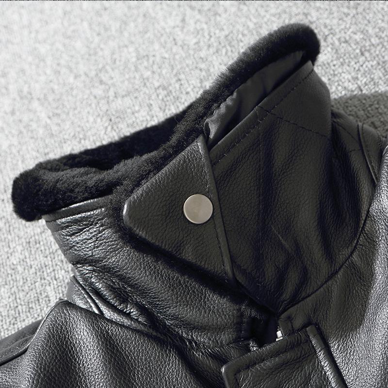 Одежда из натуральной кожи, мужской первый слой из воловьей кожи, летный костюм ВВС, большие размеры, хлопковая кожаная куртка с меховым воротником, простая зимняя