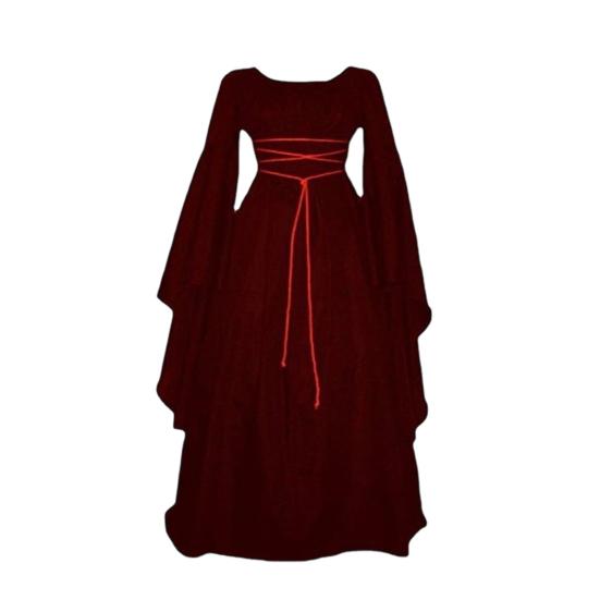Halloween Renaissance Witch Dress for Women Gothic Victorian Dress Long Bell Sleeve Medieval Costume for Halloween Cosplay Party