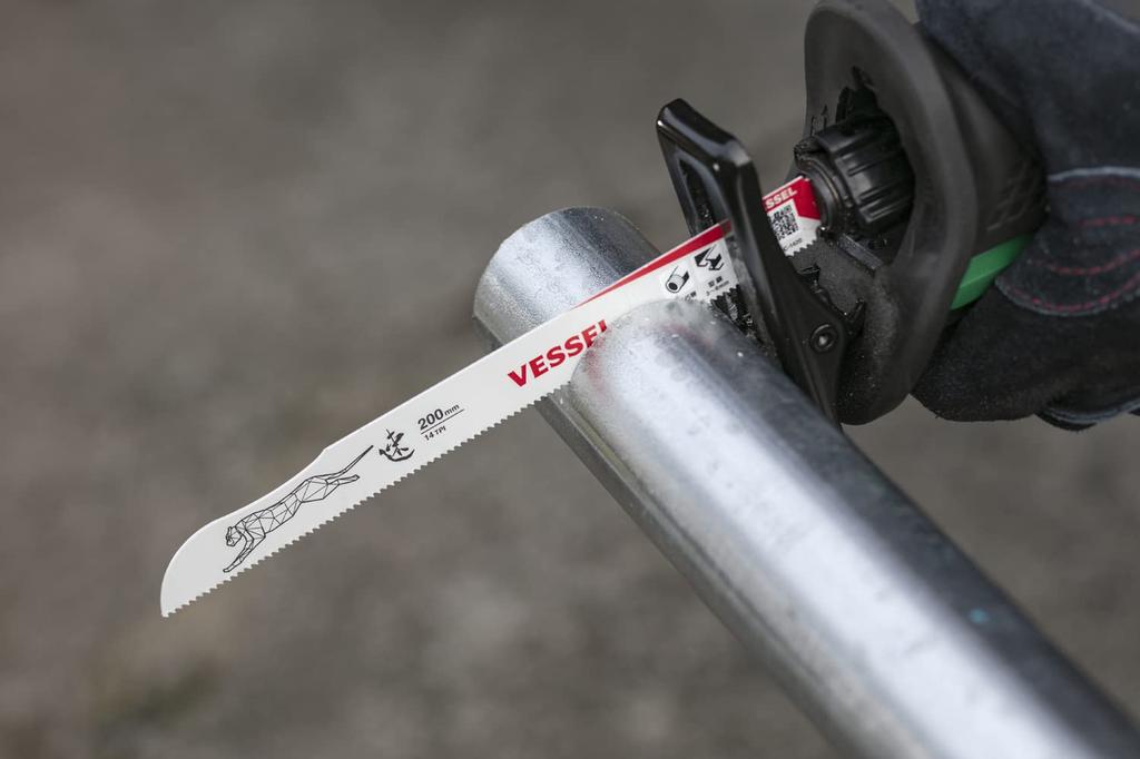 VESSEL Saber Saw Blade for 14 blade 250mm overall 10 Cheetah, Metalworking, teeth, 0.9mm thickness, length, pieces, SBC-1425-10