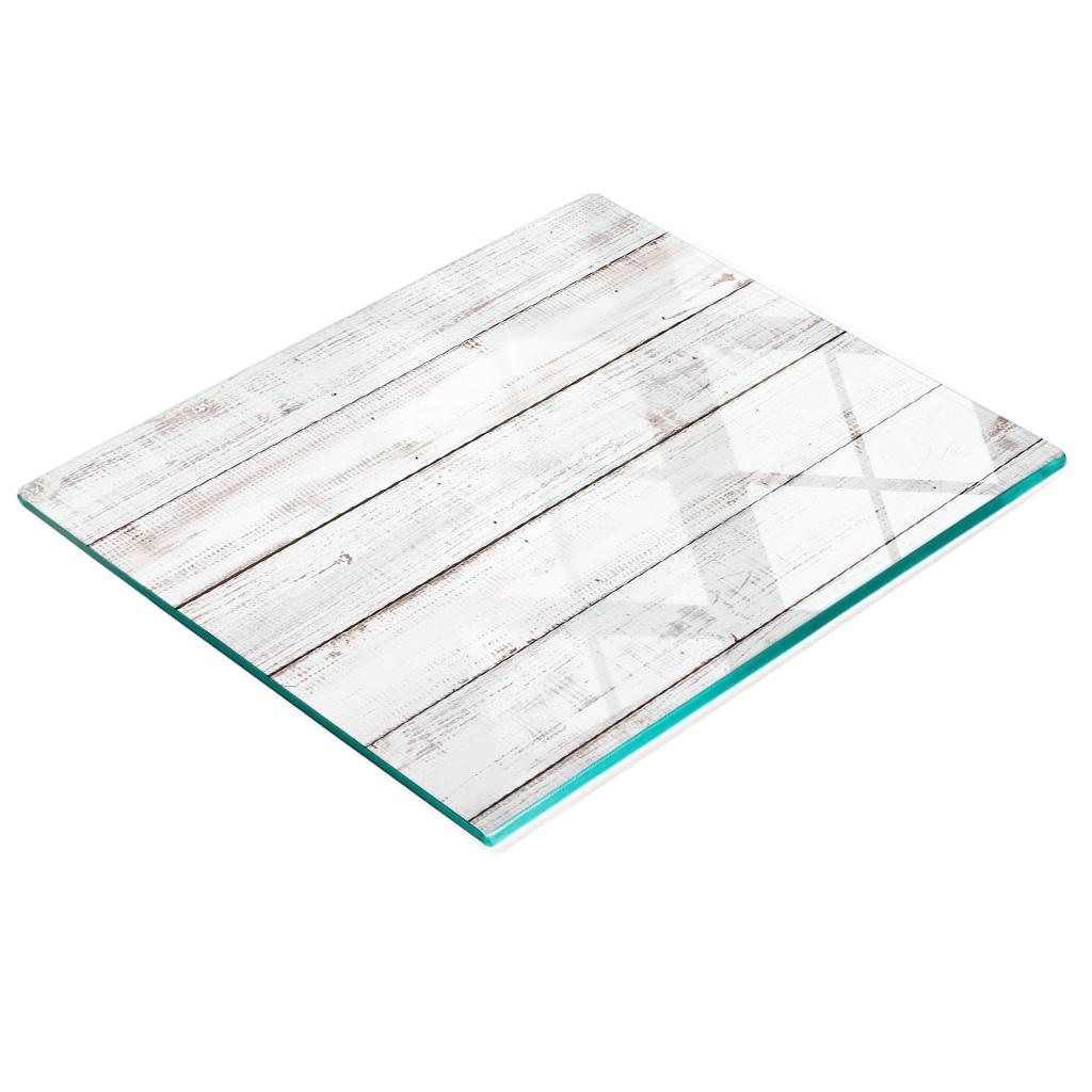 Glass Kitchen Cutting Board with Graphics, Wooden Wall, 60x52 cm