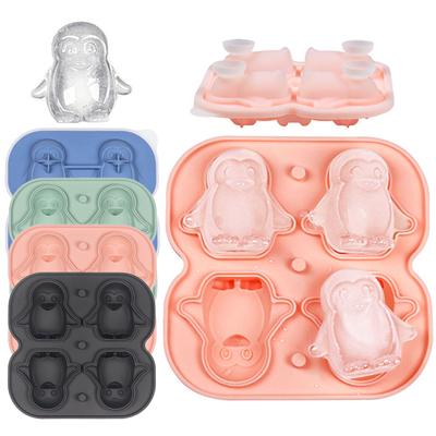 Инструмент для приготовления льда в виде пингвина с 4 отверстиями, цветной шоколадной сырной палочкой в виде животного, силиконовая форма для украшения торта на день рождения