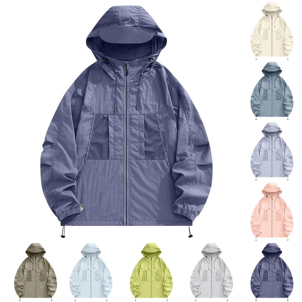 Легкая куртка с капюшоном для пар, модная, солнцезащитная, на полной молнии, дышащая, удобная толстовка, верхняя одежда для спорта на открытом воздухе