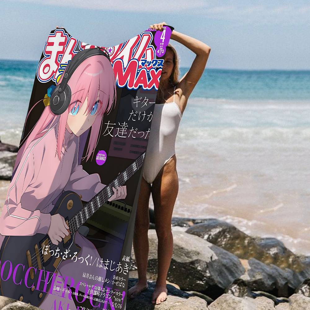 Bocchi the Rock Anime Microfiber Printed Beach Towel Mountain Climbing Yoga Beach Swimming Running Absorbent Soft Towel