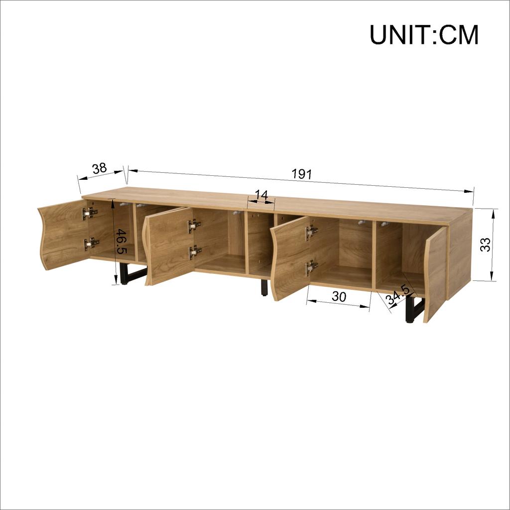 Five-Door TV Cabinet, TV Stand, TV Panel, Lower TV Stand. Unique Design. 191 x 38 x 46.5 cm (L x W x H)