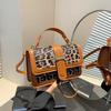 2025 Spring New Retro Personality Temperament Leopard Print Portable Small Square Bag Women's Fashion Shoulder Messenger Commuter Women's Bag