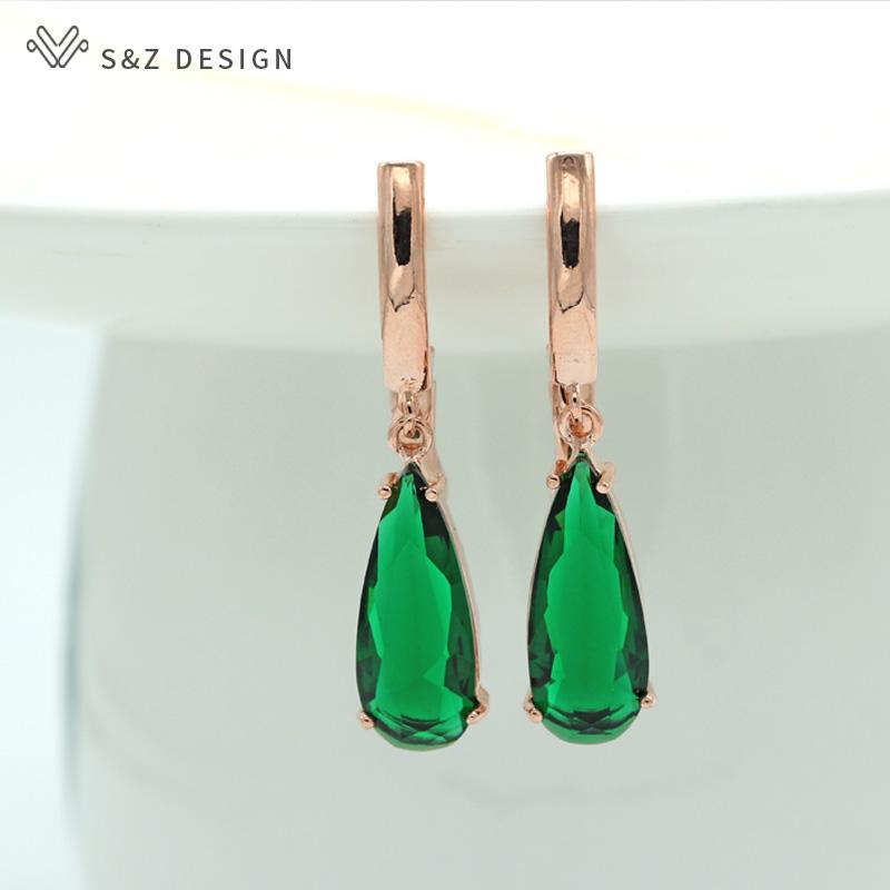 Fashion Long Rose Gold Color Water Drop Cubic Zirconia Dangle Earrings For Women Luxury Wedding Party Jewelry Romantic Gift