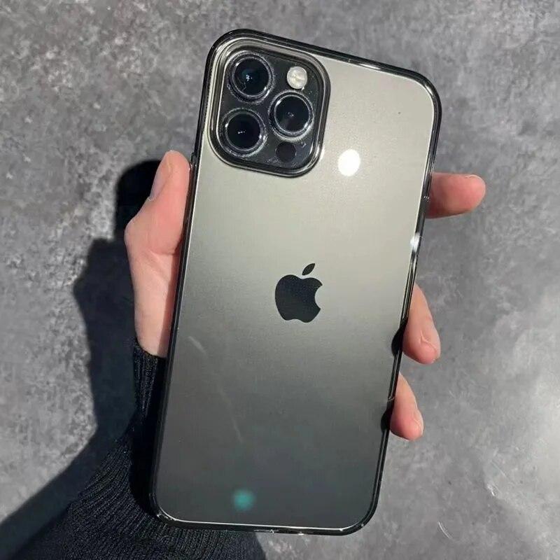 Роскошный прозрачный жесткий пластиковый чехол для телефона для iPhone 13 12 11 Pro Max X XR XS Max Mini Shockpoof, прозрачная черная задняя крышка