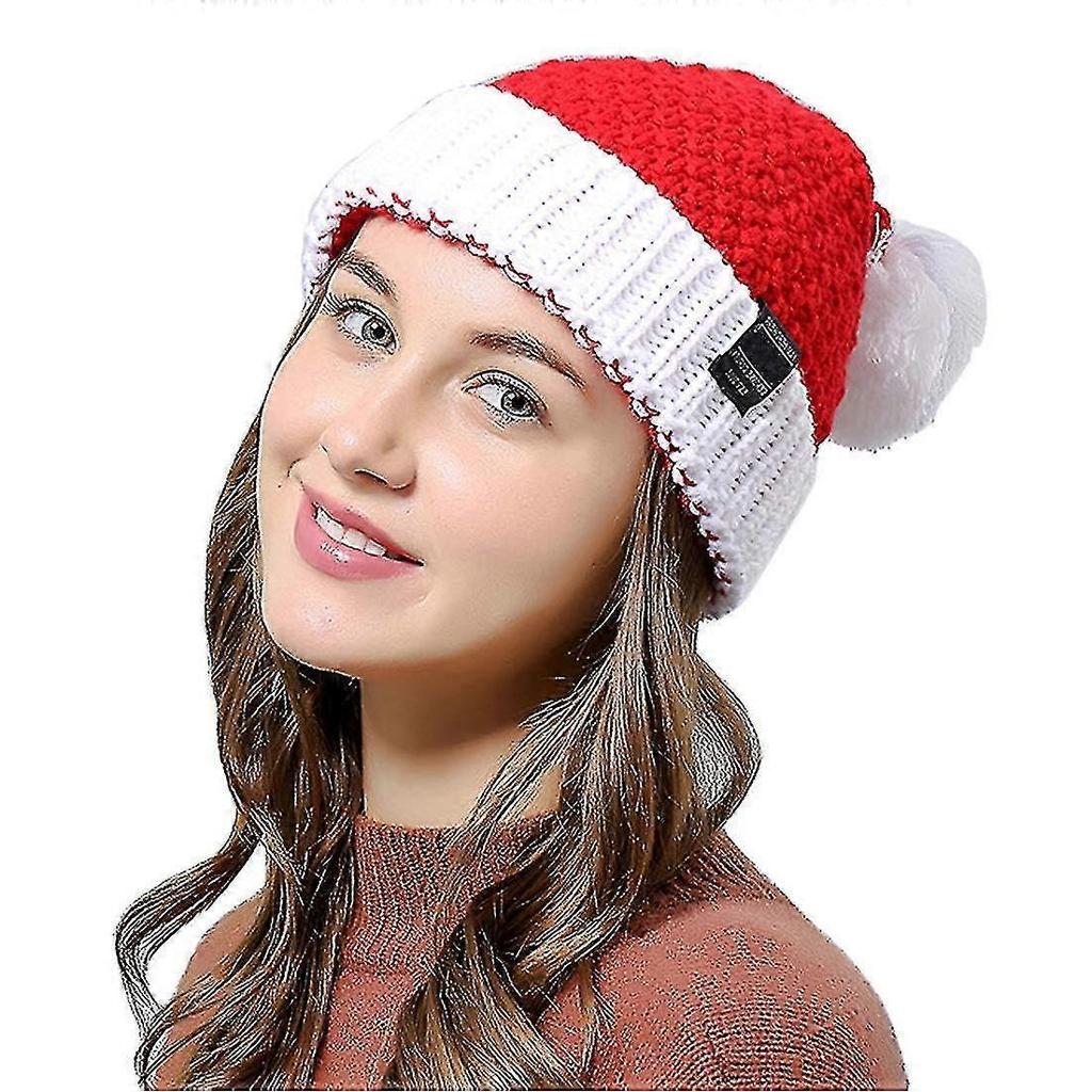 Unisex Christmas Beanie Hat Winter Warm Knitted Santa Hat, - chuan