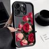 Цветочный узор с розами для iPhone 15 14 13 12 11 Pro Max   XS X XR Max  Mini  IPhone 7 8 Plus SE 2022 Ударопрочный Конфетный Мягкий Чехол