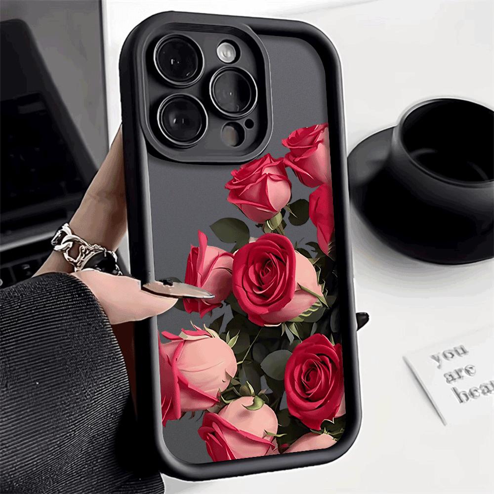 Цветочный узор с розами для iPhone 15 14 13 12 11 Pro Max XS X XR Max Mini IPhone 7 8 Plus SE 2022 Ударопрочный Конфетный Мягкий Чехол