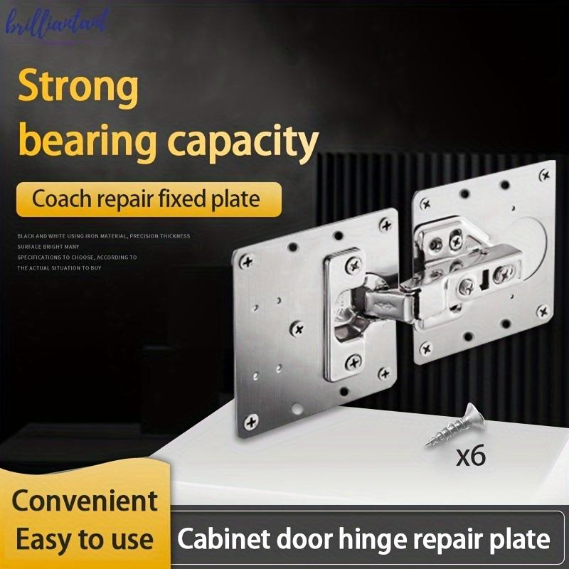 1 Set Stainless Steel Cabinet Door Hinges with Repair Plates and Screws