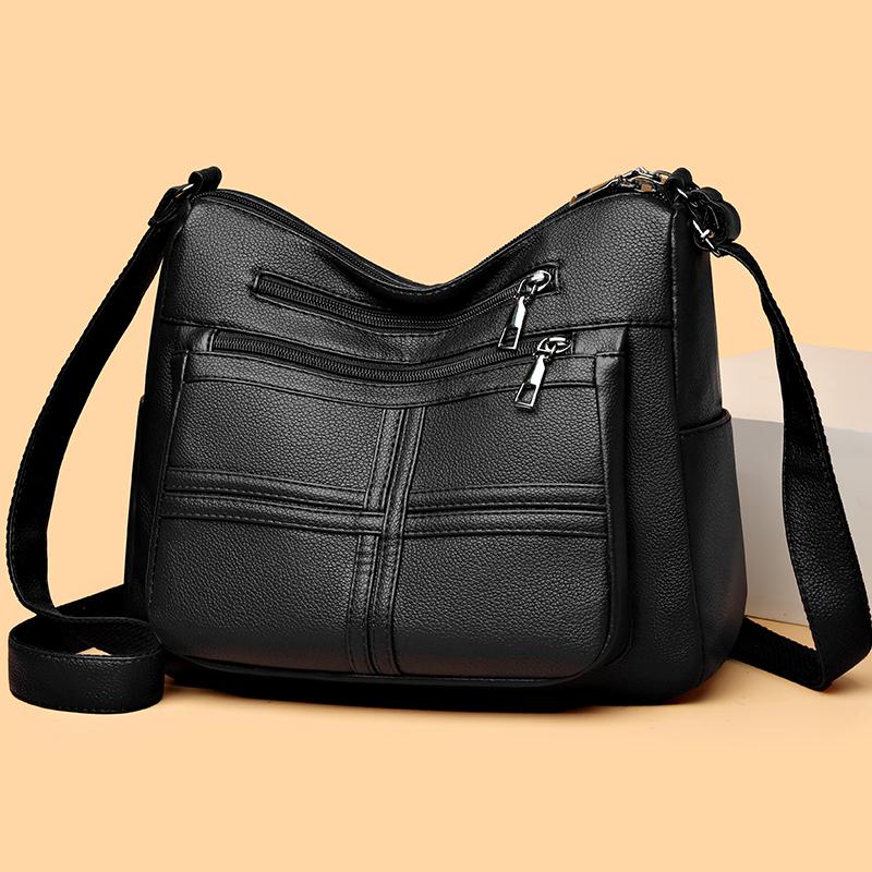 Women's Bag Large Capacity Crossbody Bag Soft Leather Shoulder Bag Mother Bag Multi-Layer Bag