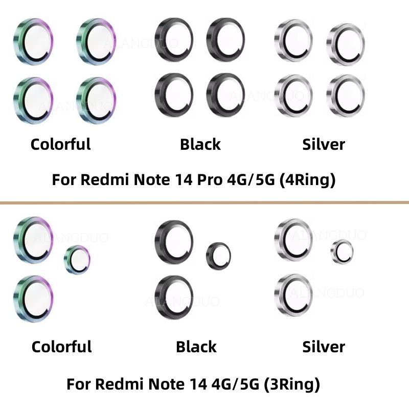 Защитная пленка для объектива из прозрачного закаленного стекла HD для Redmi Note 14 Note 14 Pro 5G 4G Note 14 Pro+ для Xiaomi POCO X7 Pro, защитная пленка для камеры с металлическим кольцом