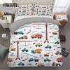 2/3 шт. Простой комплект постельного белья с изображением мультфильмов и машин, высококачественный детский экскаватор, кран, полиэстер, пододеяльник, двуспальный, односпальный, полный размер Queen King Size