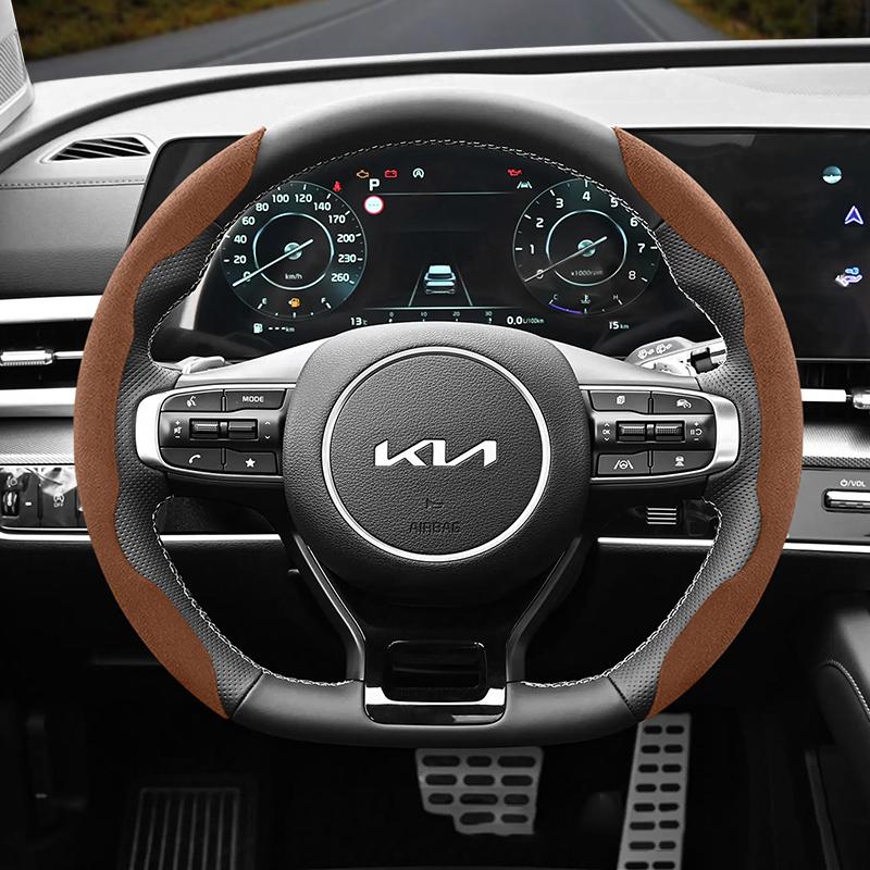 Подходит для Kia Нескользящая Пряжка Сегментированная Замшевая Накладка на Руль Подходит для Ceed Jd Picanto Sportage 3 Rio 4 Ev3 Cerato 2 Stonic Xceed Morning