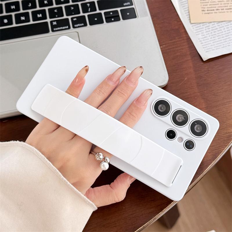 Роскошный матовый эластичный силиконовый ремешок для телефона Samsung S25 S24 S23 Ultra S25 Plus Жесткий ПК Прозрачный противоударный чехол